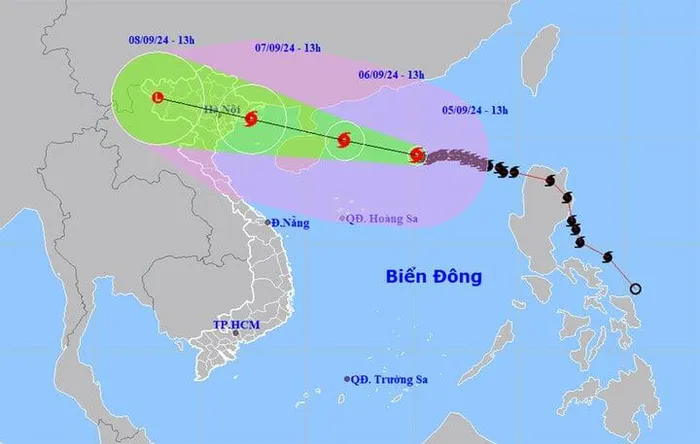 Sáng 5/9, bão số 3 đã đạt cấp siêu bão. (Nguồn: NCHMF)