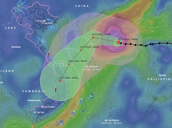 Nhận định mới nhất về đường đi của bão số 7. Nguồn: Hệ thống giám sát thiên tai Việt Nam.