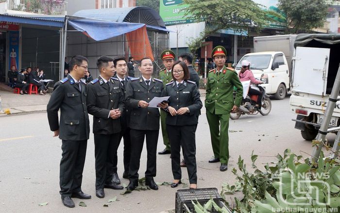 Lãnh đạo, chấp hành viên Cục Thi hành án dân sự tỉnh và lực lượng liên ngành tổ chức cưỡng chế thi hành án tại hiện trường.